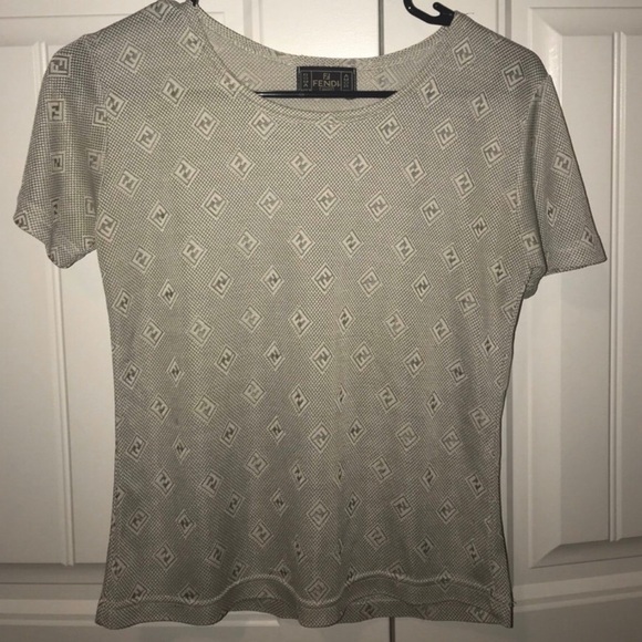 FENDI zucca silky grey and white monogram top - Picture 1 of 4